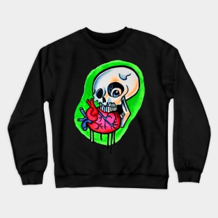 Skull biting a heart Crewneck Sweatshirt